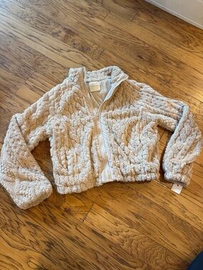 Ultra Flirt Cozy Sherpa-Lined Zip Hoodie in Beige